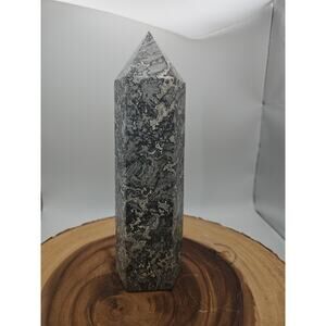 3.91LB 1Pcs Natural Gray Crazy Lace Jasper Crystal Point Tower Healing